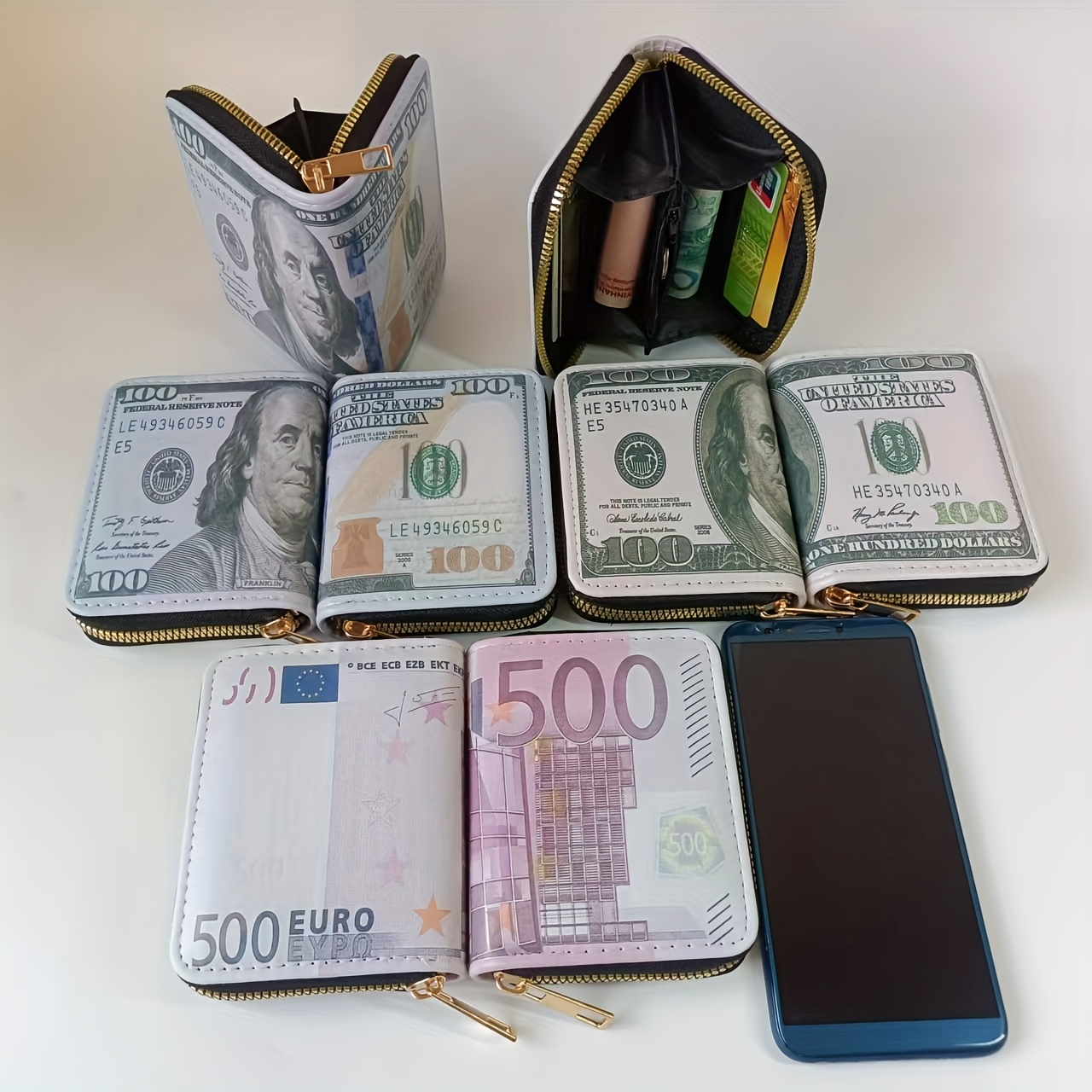 Novelty Patterned Coin Purse, USD and EUR Patterned Men's and Women's Card Bags, Holiday Gifts for Family and Friends, and Cute Credit Card Bags, Portable Wallets - Image 6