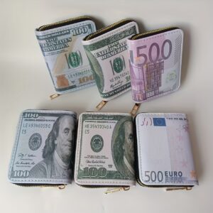 Novelty Patterned Coin Purse, USD and EUR Patterned Men's and Women's Card Bags, Holiday Gifts for Family and Friends, and Cute Credit Card Bags, Portable Wallets