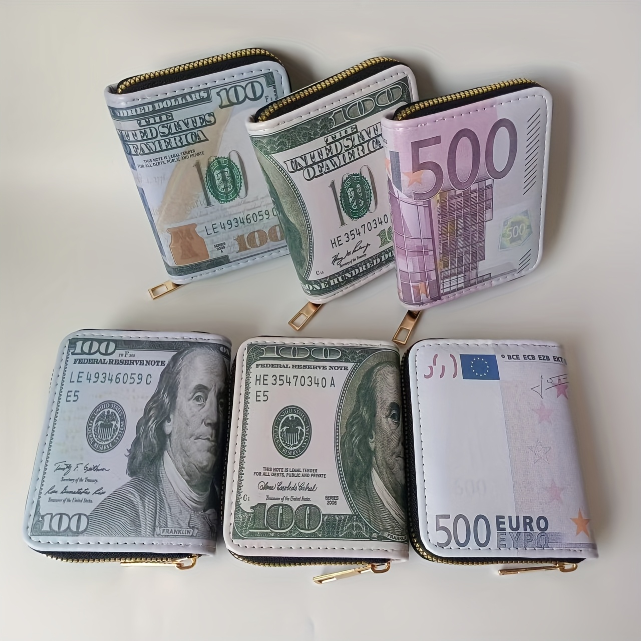 Novelty Patterned Coin Purse, USD and EUR Patterned Men's and Women's Card Bags, Holiday Gifts for Family and Friends, and Cute Credit Card Bags, Portable Wallets