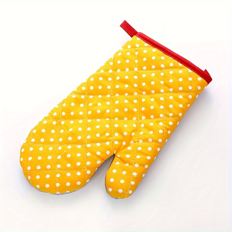 Thick Heat-Resistant Kitchen Gloves - 150°C/302°F Touchscreen Safe, Colorful Polka Dot Design, Durable & Comfortable for Cooking, Baking, Cleaning