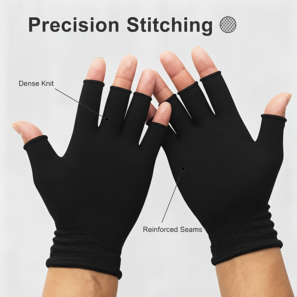 1 Pair Men's Breathable Stretchy Fingerless Gloves - Winter Warm Cycling Gloves…