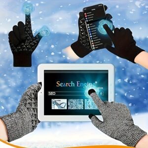 1 Pair Men'S & Women'S Winter Gloves - Thermal Insulated Cold Weather Gloves with Touchscreen Compatibility, Full-Finger Design, Soft Warm Knit & PVC Coating for, Running, Driving, Hiking - Ideal For Halloween, Christmas