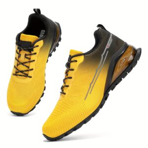 Sneakers, Men's Yellow And Black Color Outdoor Sports Shoes, Men's Casual Fashion Trail Shoes, Tennis Cross Training Shoes, Outdoor Non-slip Walking Shoes