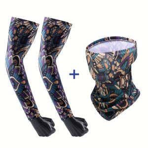 Men'S Summer Arm Sleeves And Neck Gaiter for Driving, Sun Protection, And Outdoor Activities Like Hiking, Cycling, And Fishing.