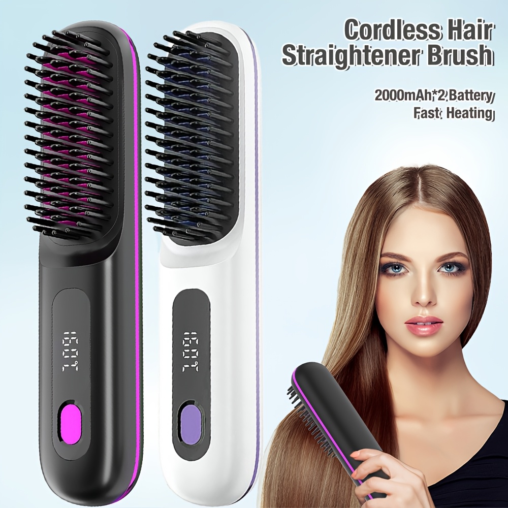 [Cordless Hair Straightener] Rapid Heating Cordless Hair Straightener Brush, Li…