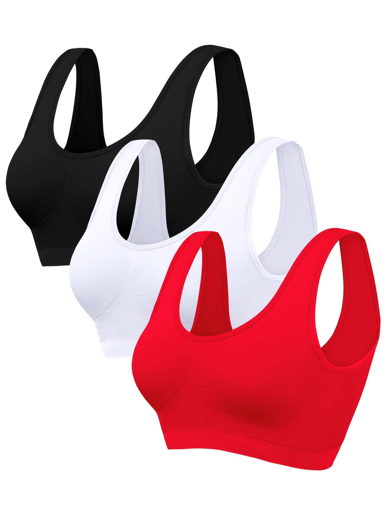 3-Pack Women'S Seamless Sports Bras | High Elasticity, No Padding, Breathable R…