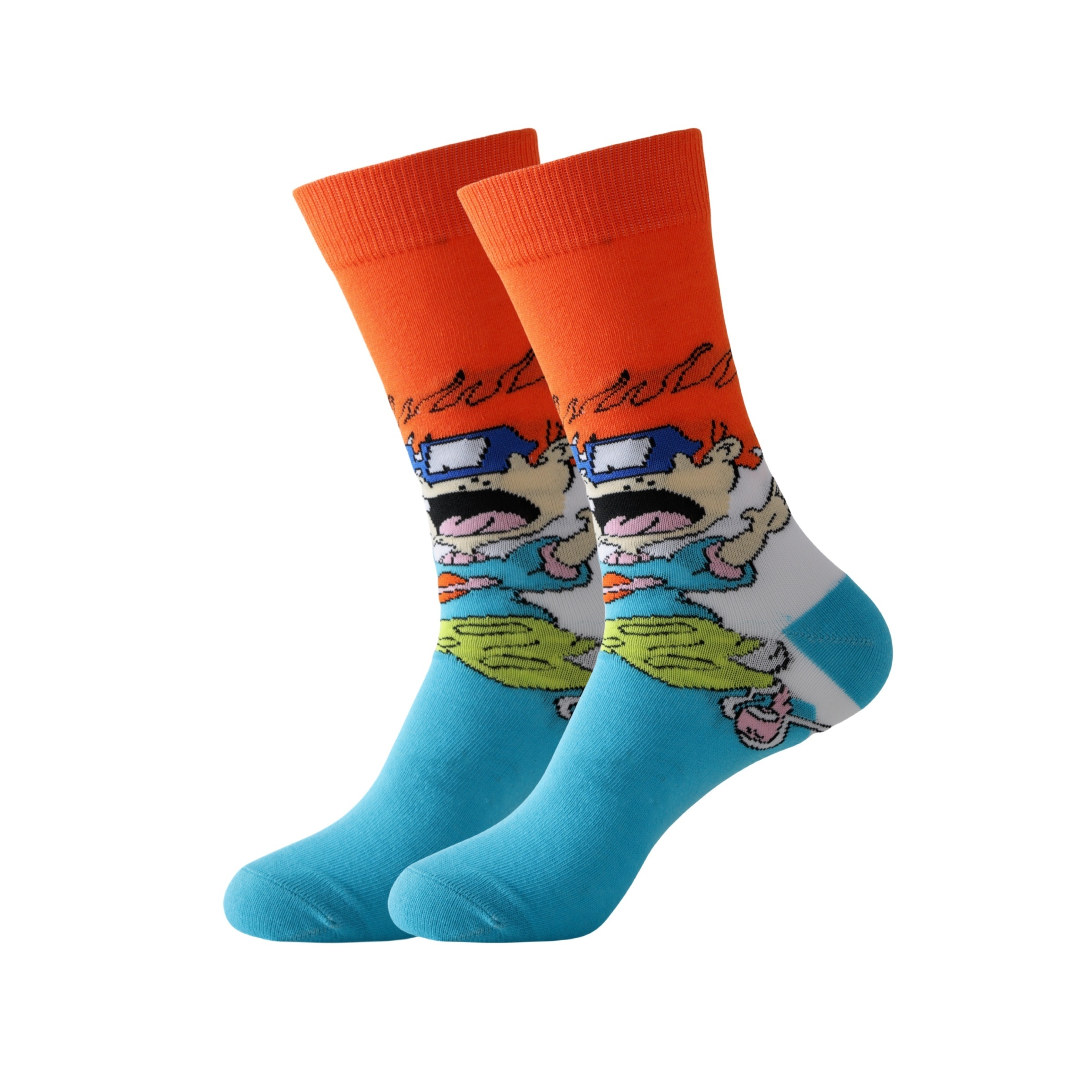 5/10 Pairs of Men's Fashion Cartoon Pattern Round Neck Socks, Breathable and Comfortable Casual Street Style Neutral Socks, Suitable for Men's Outdoor Wear All Seasons - Image 5