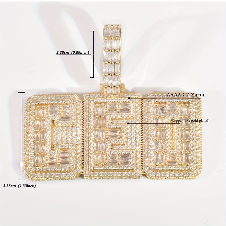 925 Silver Full Moissanite Men's Hip Hop Wing Pendant Letter Necklace Pendant Customised Men's Street Trend Necklace Holiday Gift Birthday Party Gift Best Gift for Boyfriend Daily Wear - Image 4