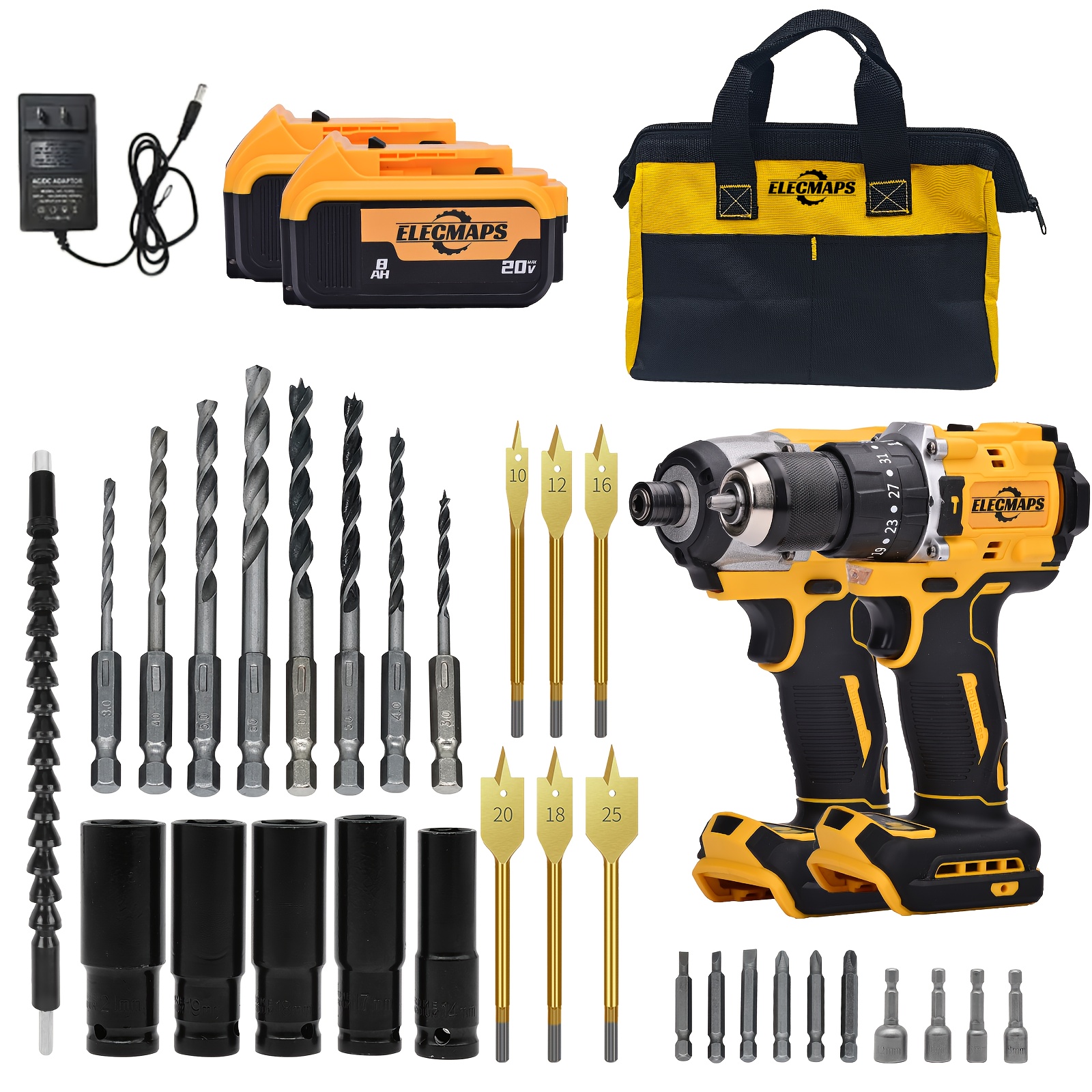 Brushless Impact Driver & Hammer Drill Combo Kit for Dewalt 20V Batteries - Cordless Lithium-Ion Tool Set with High-Capacity Batteries, Ergonomic Grip & Compact Case for Auto Repair, Home Improvement - Image 10