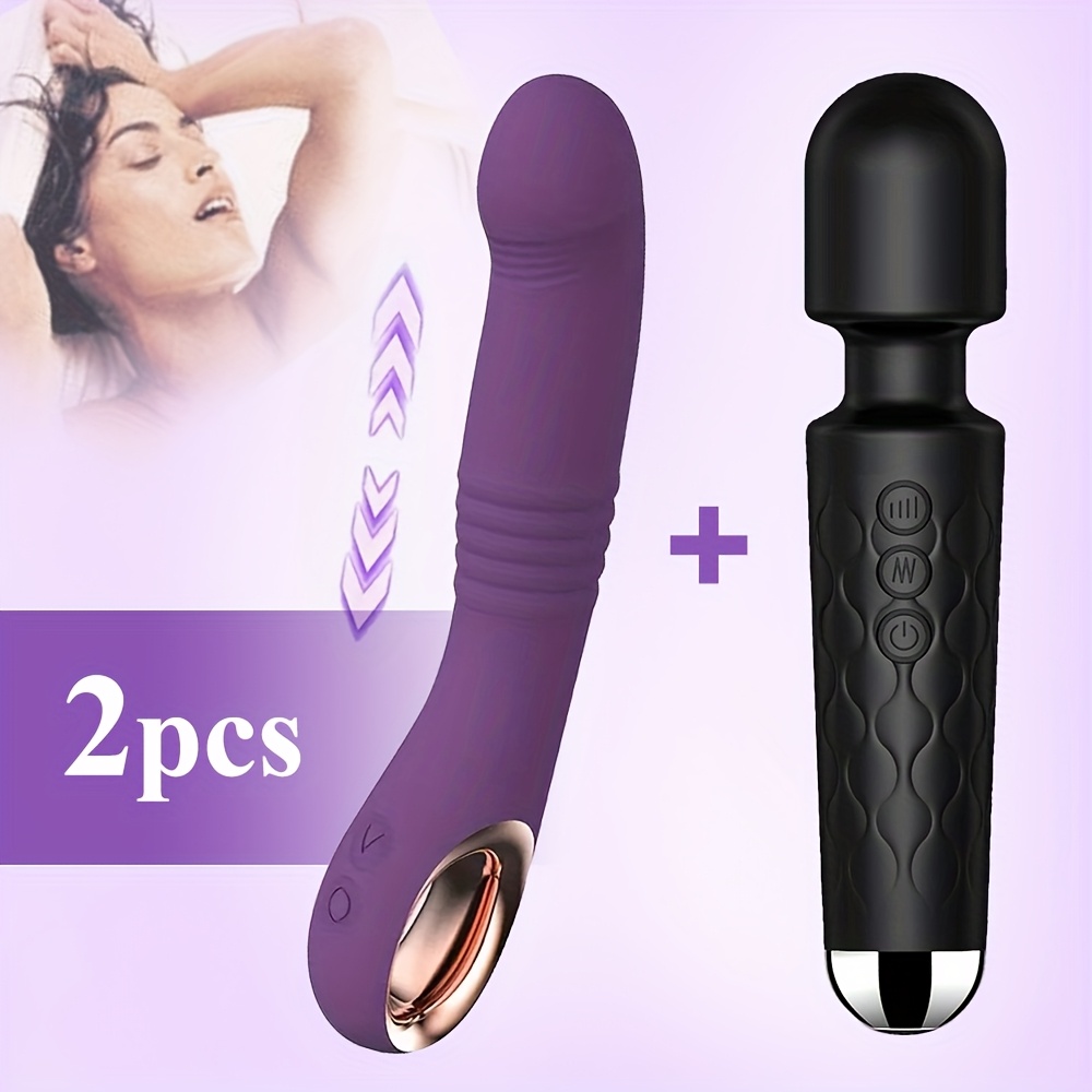 2pcs Of Powerful Vibrators + AV Wands, Sexy Toys Kit, 10 Powerful Thrusting And Vibration Modes | 1 Soft-material Impact Vibrator, 2-in-1 Adult Female Toy for Stimulating The Clitoris, Vagina, And G-spot, Suitable for Couple, Discreet Toy, Bodysafe - Image 3