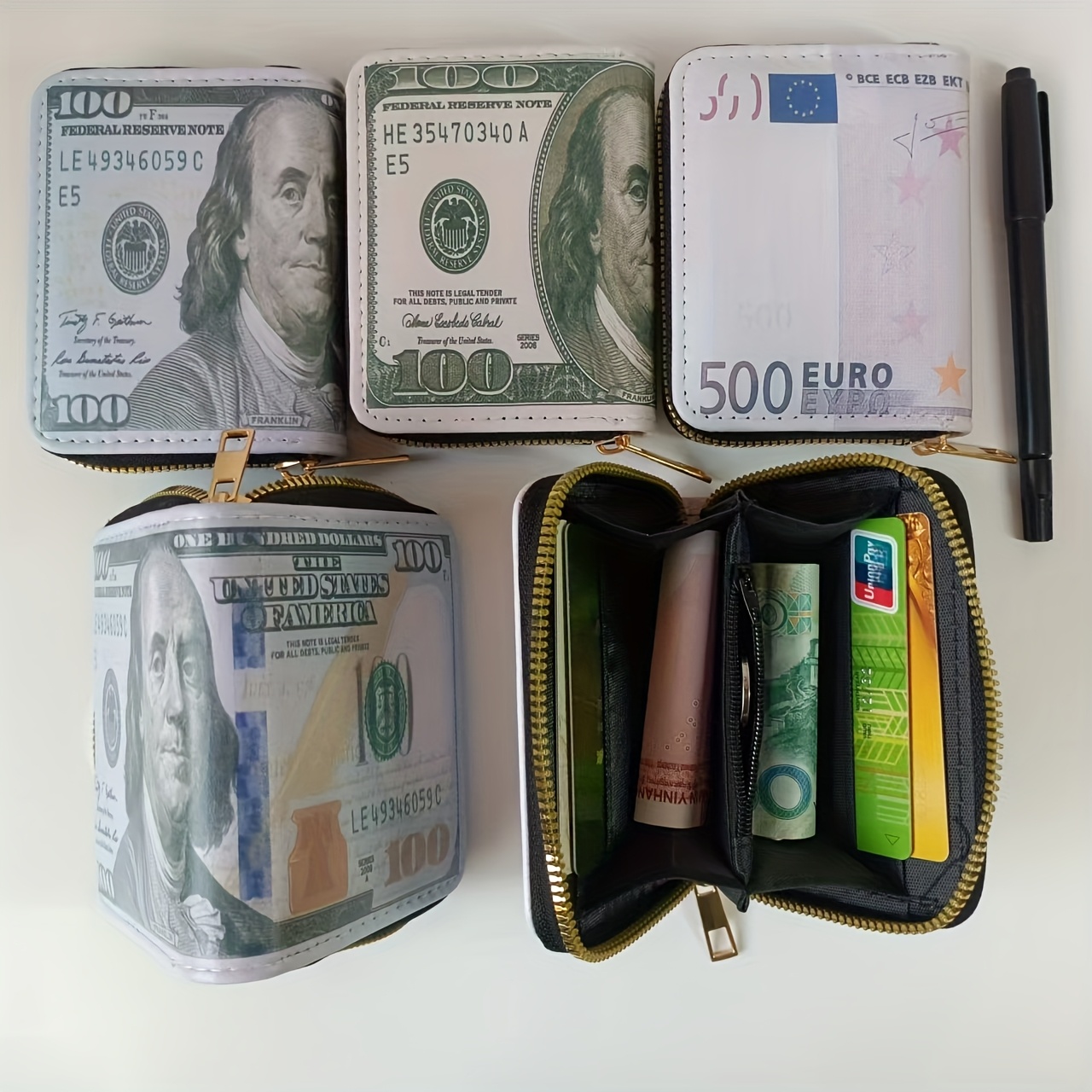 Novelty Patterned Coin Purse, USD and EUR Patterned Men's and Women's Card Bags, Holiday Gifts for Family and Friends, and Cute Credit Card Bags, Portable Wallets - Image 4