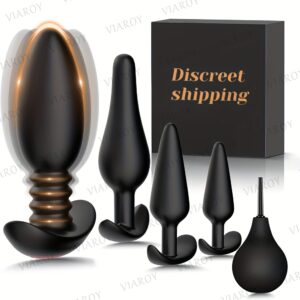 [5pcs Vibrating Butt Plug] Anal Butt Plug Set - 5pcs Vibrating Butt Plug Anal Vibrator Toys Training Kit With 10 Vibration Modes, Prostate Massager Anal Plugs, Adult Sex Toy For Men Women Or Couples, Anal Massager For Men, Anal Pleasure, Adult Pleasure