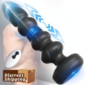 Thrusting and Vibrating Prostate Massager & Anal Plug for Couples – Remote-Controlled Dildo Vibrator with 10 Modes, Ideal for Male and Female Anal Training and Exploration