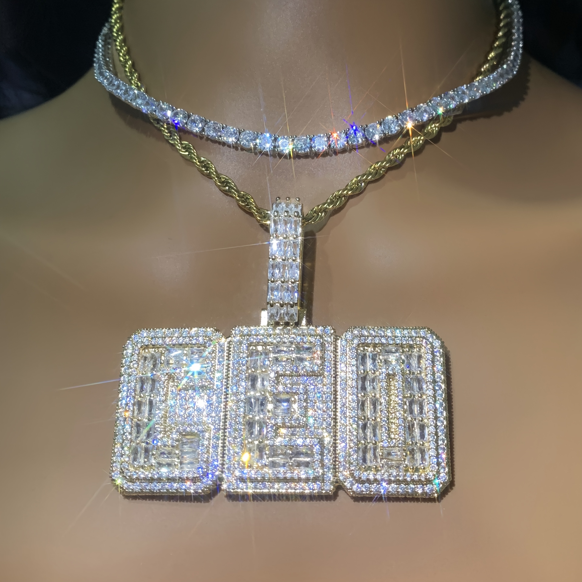 925 Silver Full Moissanite Men's Hip Hop Wing Pendant Letter Necklace Pendant Customised Men's Street Trend Necklace Holiday Gift Birthday Party Gift Best Gift for Boyfriend Daily Wear