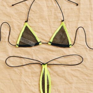 Sexy Color-Block Lingerie Set for Women: Strapless Bra, Thong, and Garter Belt with Adjustable Straps - Black & Neon Green, Sexy Lingerie, Intimate Apparel, Bold Fashion, Elegant Design