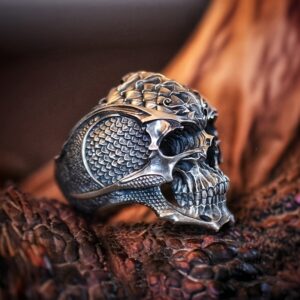 201 Stainless Steel Dragon Skull Men's Punk Ring Abyss Warrior Birthday Gift Storyteller Christmas Gift, Halloween Jewelry