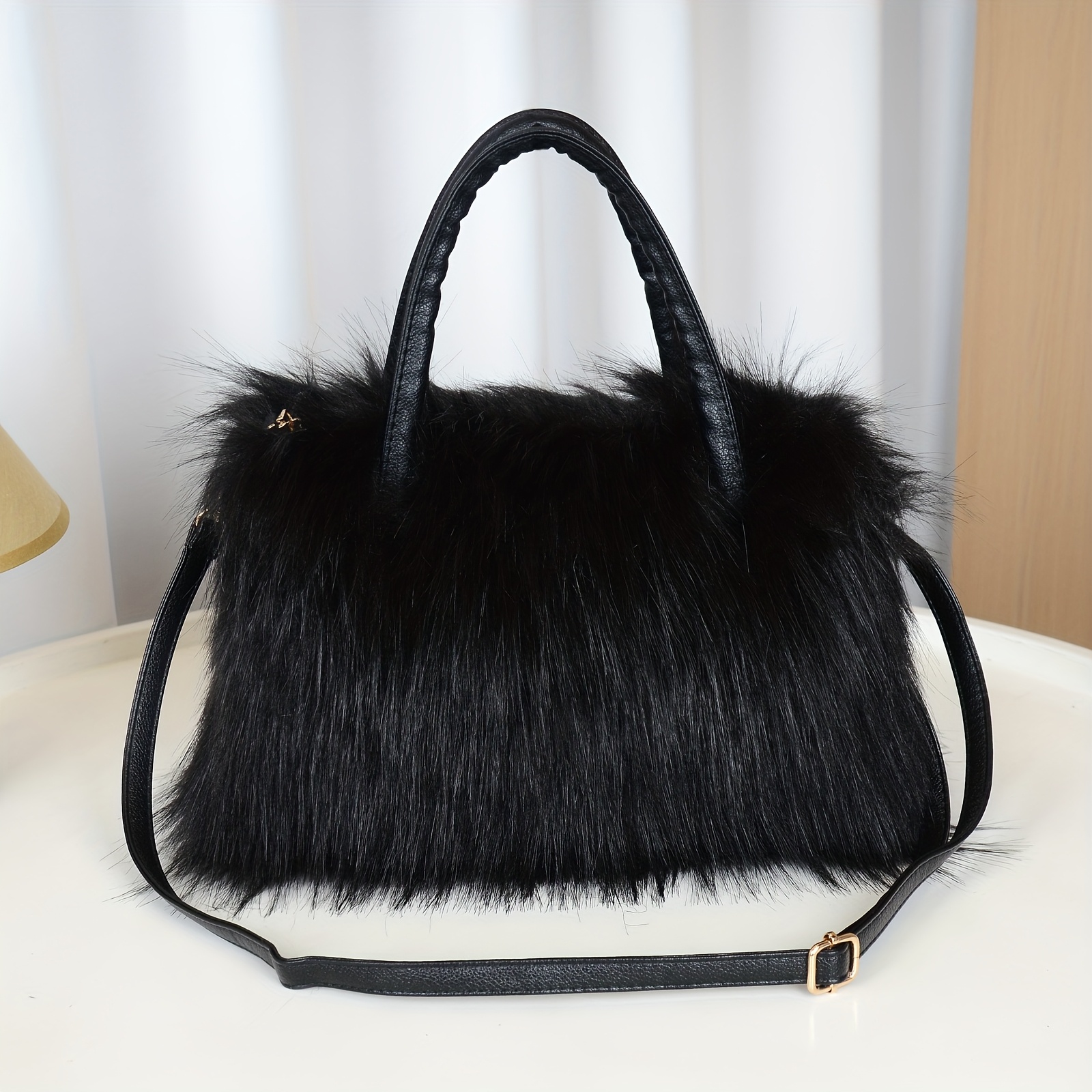 Women'S Plush Faux Mink Shoulder Bags | High-End Fashion Tote And Crossbody Bags in Five Colors:, Pink, Khaki, Silvery Grey, Green | Ideal Gifts for Girlfriend, Daughter, Mother | Solar Bloom Brand, Zipper Closure, Removable Strap Chance of Free Gift - Image 7