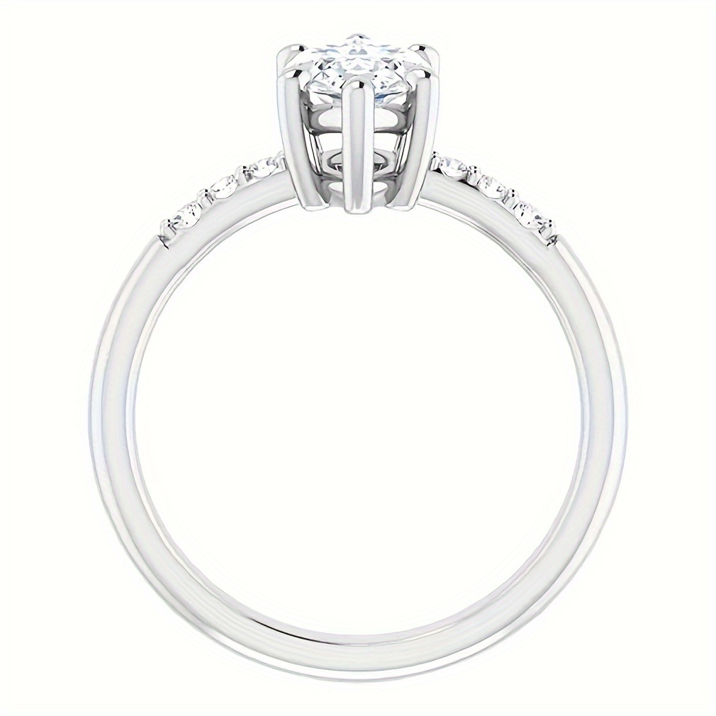 1pc S925 sterling silver Bohemian Style 2CT Marquise Cut with IGI Certificate Lab Grown D Color VVS1 Engagement Ring for Women Handmade Bridal Wedding Anniversary Proposal Gift with Round-Cut Side Stones Wedding Ring Proposal Luxurious Appea - Image 7