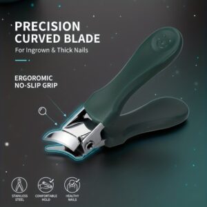 Heavy Duty Stainless Steel Toenail Clipper with Ergonomic Handle - Precision Curved Blade for Thick, Ingrown Nails & Seniors | Safe & Effortless Manicure/Pedicure Tool, Nail Care, Durable Construction, Nail Care Enthusiasts