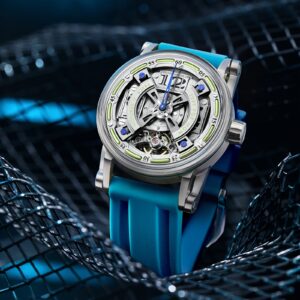 FEICE Brand Business Fashion Men's Watch High-end Automatic Mechanical Watch for Men Skeleton Curved Dial Created-Sapphire Mirror Strong Luminous Men's Wristwatch Blue Silicone Strap Men's Gift, Mechanical Watches for Men High Quality, Watch Automatic for Men, Office Accessory, Professional Timepiece, Modern Men's Timepiece, Skeleton Dial Design, Highend Craftsmanship, Luxury Wristwatch, Business Professionals, Watch Collectors