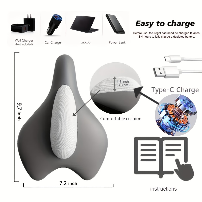 Pelvic floor muscle trainer, electric massager, cushion type Kegel trainer, used for pelvic floor exercise and muscle relaxation, male and female rehabilitation home fitness equipment - Image 3