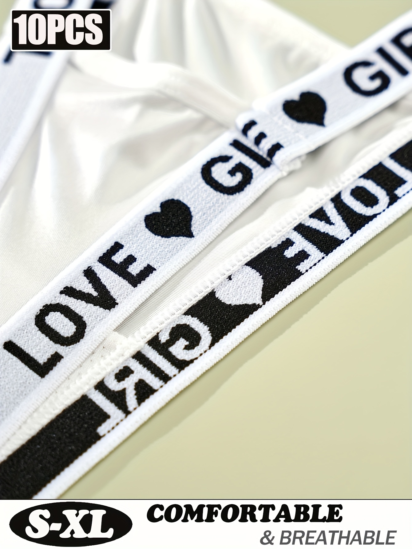 10pcs Letter Belts Satin Fashion Glossy Women'S Thong Made of Satin Fabric, Comfortable And Breathable, Sexy And Playful Women'S Underwear with LOVE Belt, Trendy Unique Design, Suitable for Everyday Wear, Can Be Paired with Low-Rise Pants And Other - Image 6
