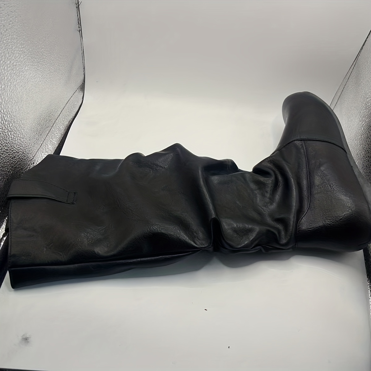 Women's Slouchy Knee-High Boots - Faux Cover Ruched Detail Casual Shoes, Black Stylish Footwear for Daily/Outdoor/Fall/Winter, Perfect Gift for Mom, Sister & Style Enthusiasts on Birthday - Image 6