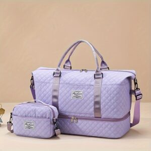 [Large Capacity] Large Capacity Travel Duffle Bag | Durable Fabric | Dry/Wet Separation, Portable, Shoe Storage & Cosmetic Organizer | Travel, Sports, Gym, Swimming, Yoga | Black