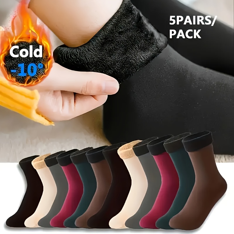 5 Pairs of Warm And Comfortable Solid Color Winter Mid-Calf Socks for Men And W…