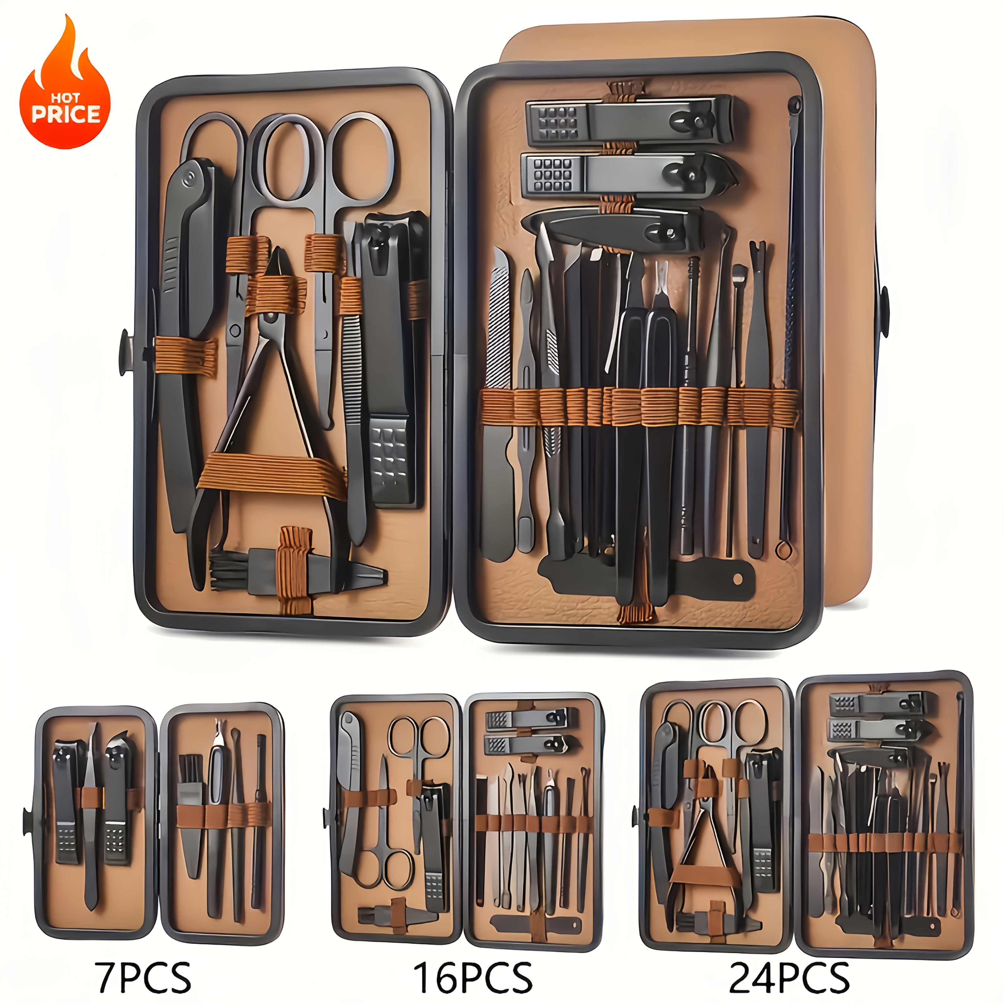 24/16/7pcs Luxury Stainless Steel Nail Clippers & Manicure/Pedicure Set Suitabl…