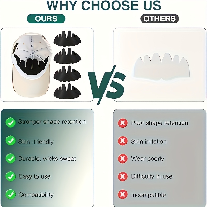 12pcs Sweat-Absorbent Baseball Cap Liners, Washable Flexible Felt Hat Shaper for Sports Hats and Outdoor Hardtops with Wide Brim - White/Black (6pcs White + 6pcs Black) = 12pcs - Image 9