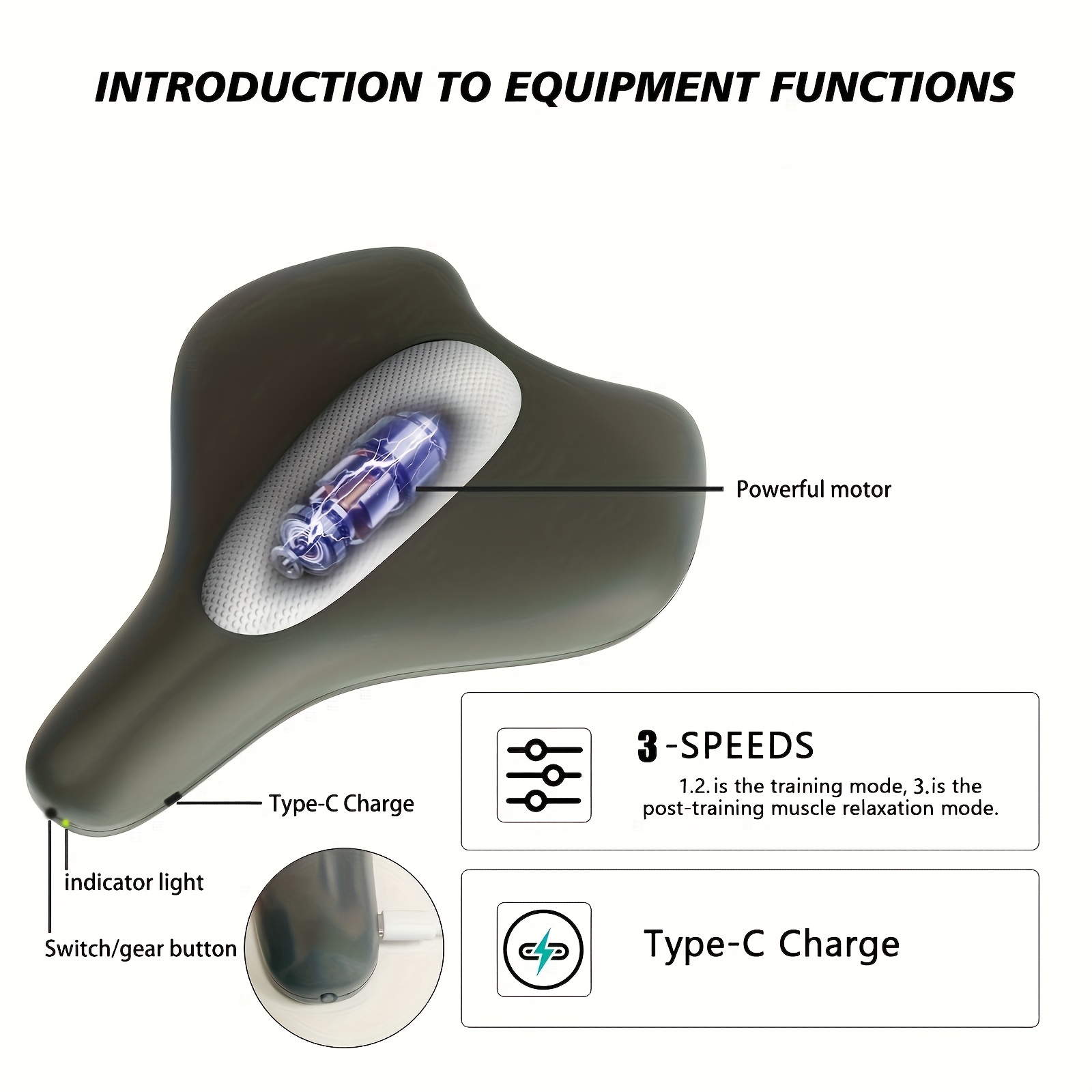 Pelvic floor muscle trainer, electric massager, cushion type Kegel trainer, used for pelvic floor exercise and muscle relaxation, male and female rehabilitation home fitness equipment - Image 2