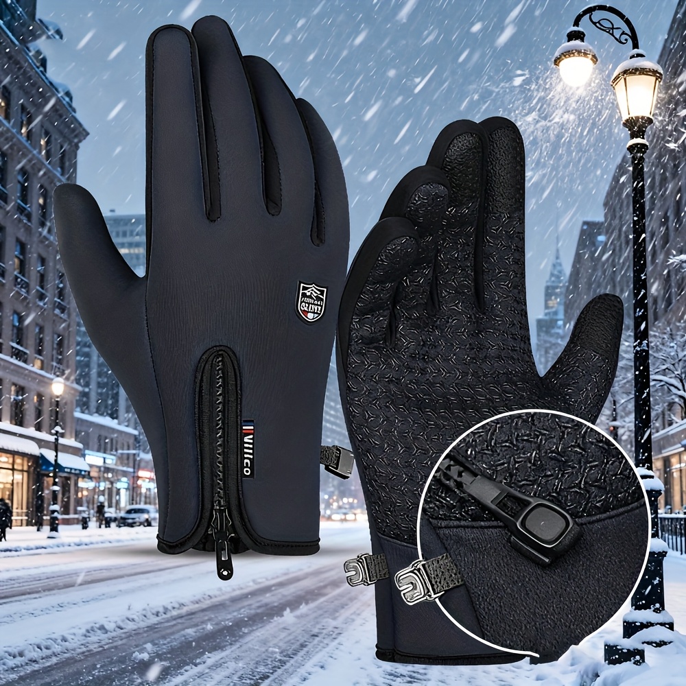 A Set of Insulated, Cozy, Wind-Resistant Gloves Designed for Touchscreen Functionality - Unisex Winter Gloves with a Thick Fleece Interior, Compatible with Touchscreens, And Machine Washable - Ideal for Cycling, Skiing, And Motorcycling - Perfect fo - Image 9
