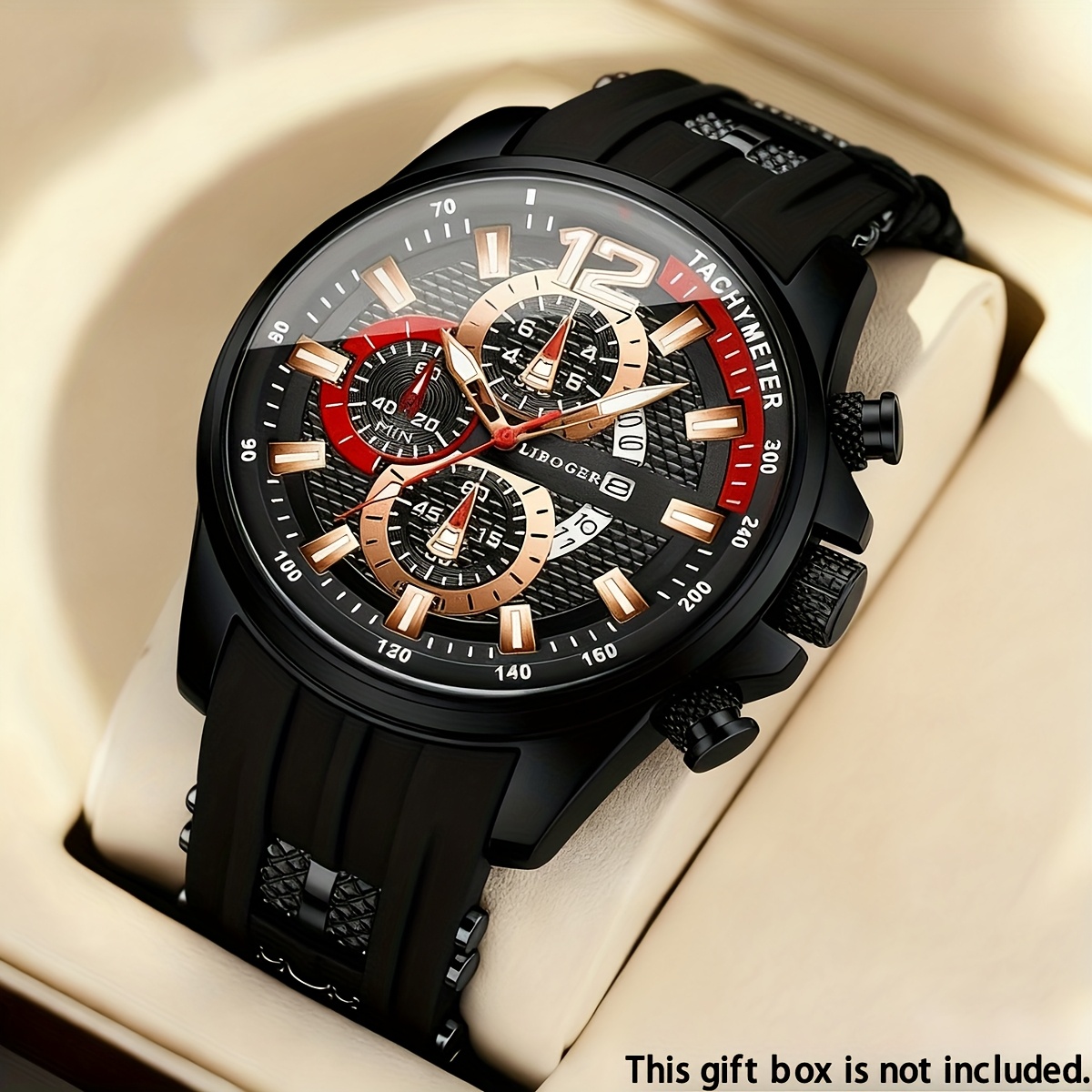 1pc Men'S Fashion Casual Quartz Watch, Silicone Strap, Date Display - Stylish Casual Wristwatch for Casual Attire, Casual Wristwatch | Sporty Watch Design | Quartz Movement, Thanksgiving, Christmas The Perfect Gift Reloj Para Hombre. - Image 4