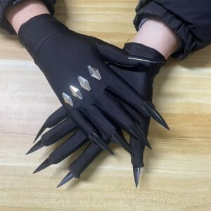 Black Short Gloves with High Elasticity for Halloween Anime Cosplay, Perfect for Night Watchman And Eclipse Themes.