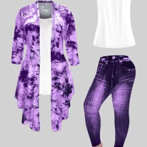 [Elegant Printed Coat Set] 3pcs Polyester High Stretch Elegant Ladies Fashion Set | Crew Neck Camisole Printed Coat And Pants Three-piece Suit