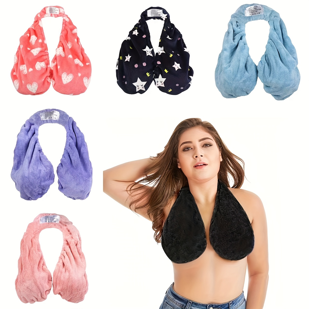 Convenient Absorbent Breathable Towel Bra Suitable for Beach, Sports, Indoor Daily Wear, Towel Hanging Neck, Chest Wrapping, Strapless Support, Double-sided Plush Super Soft And Warm, Suitable for Beautiful Women, A Small Gift for Beautiful Women