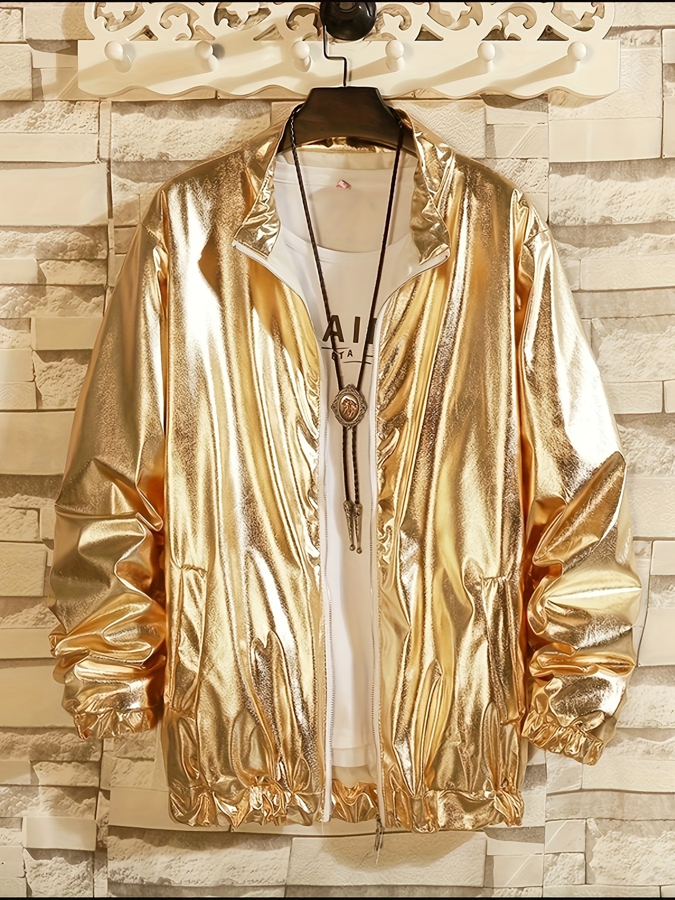 Men'S Fashion Party Nightclub Style Golden, Silver, Purple Bomber Jacket | Stan…
