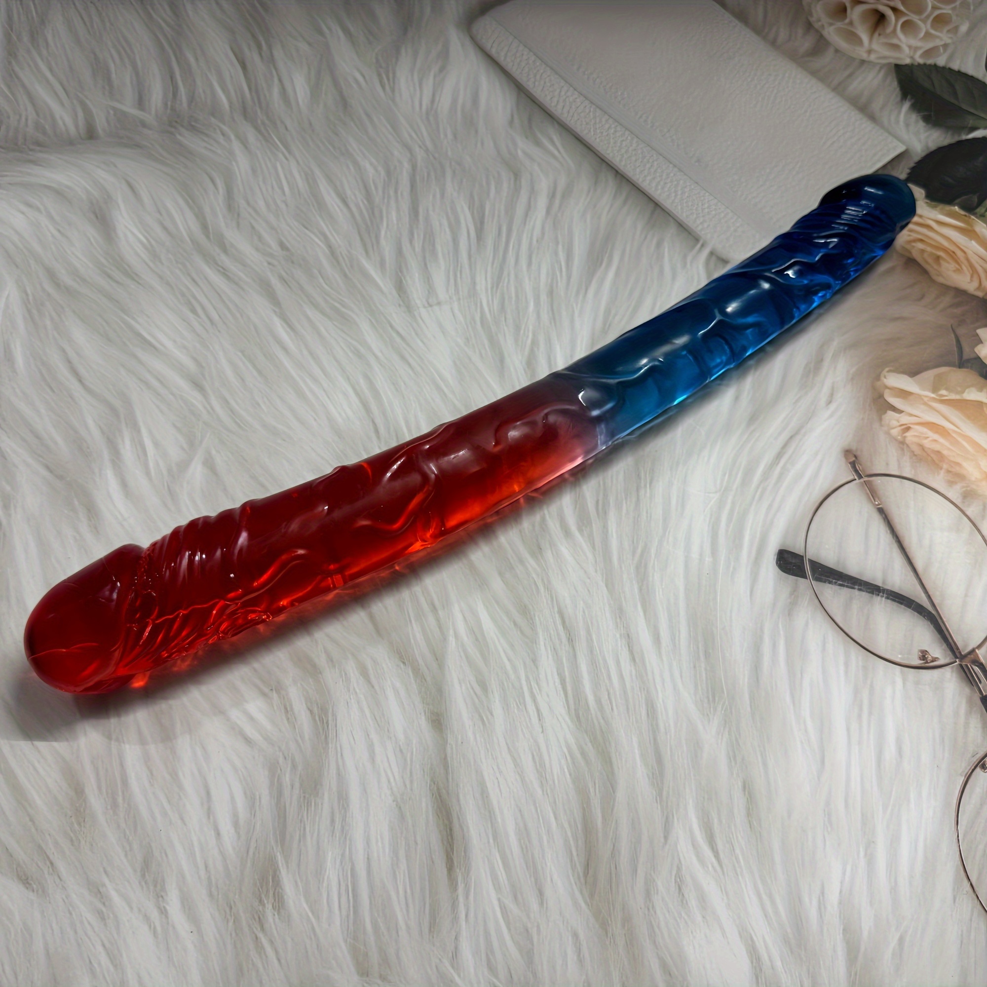 1pc Red and Blue Color-Blocked Jelly Realistic Double-Ended Dildo, Three Sizes Available, Soft and Flexible with Veins and Glans. Suitable for G-Spot and Anal Use, Double-Sided Thickened Adult Sex Toy. Ideal for Women/Men/Couples' Intimate Play - Image 11