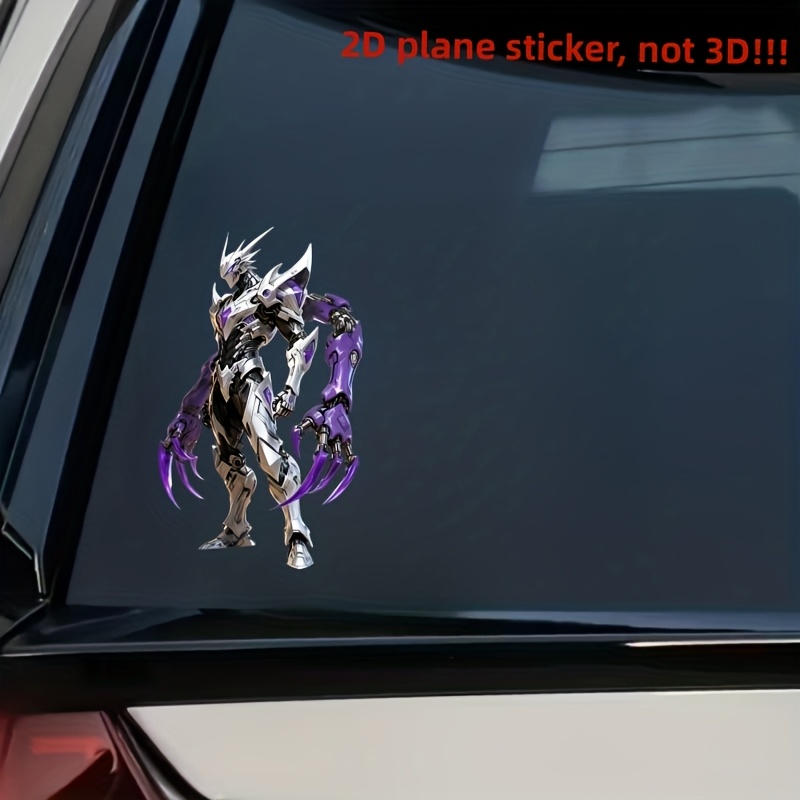 2D Flat, 2pcs Of 2D 'Silvery Armor Purple Clawed Arms' Flat PVC Stickers, Waterproof Self-adhesive Stickers, Suitable for Cars, Motorcycles, Laptops, Water Cups, Window And Door Decorations. Note: This Product Is A 2D Flat Sticker, Not 3D!!!, 2D Flat - Image 2
