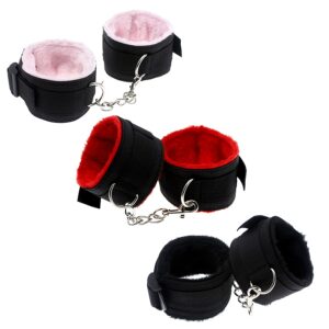 1 Pair of Plush Handcuffs Adult Role-Playing Flirting Webbing Sexy Costume Accessories BDSM Bondage Props Adjustable, Suitable for Women Couples