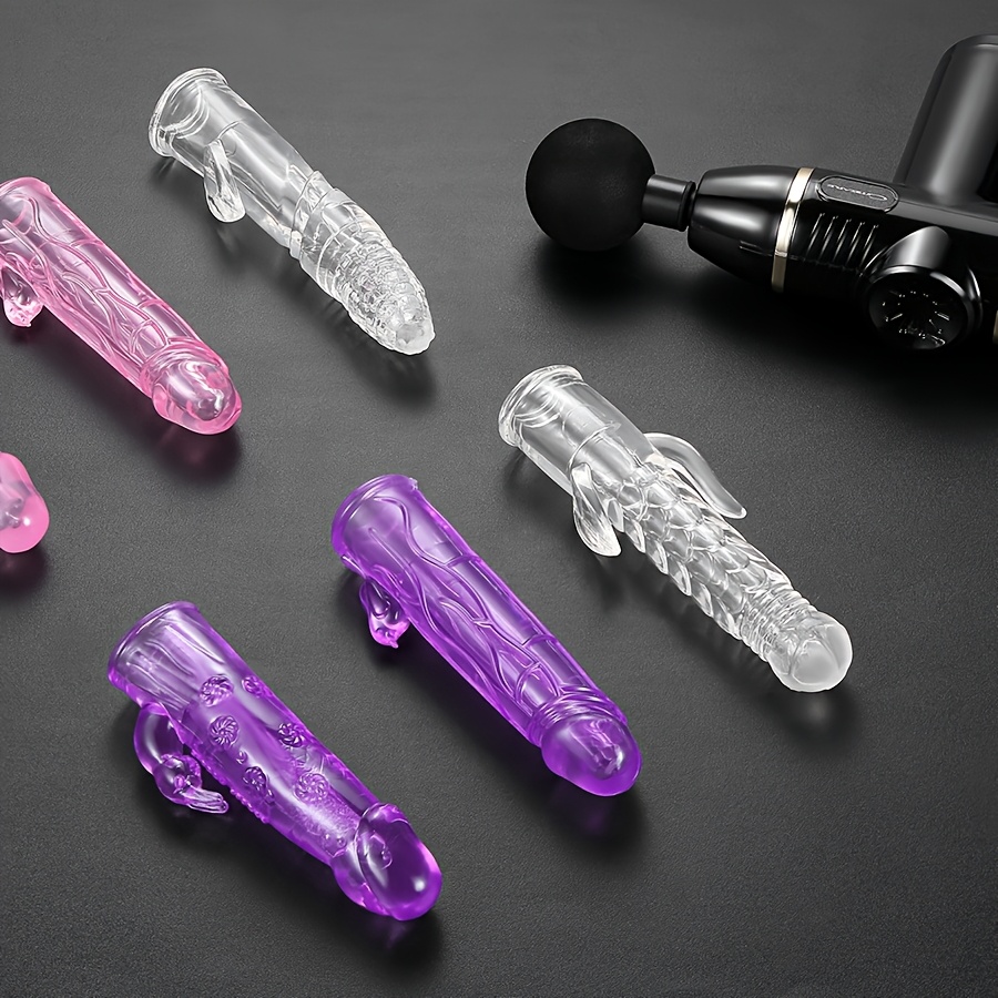 Women's silicone creative fascia gun long massage head, portable massage accessories massage gun modified silicone Adult sex toys, massager muscle relaxation massage 12-13mm 18-19mm adapter, no fascia gun - Image 14