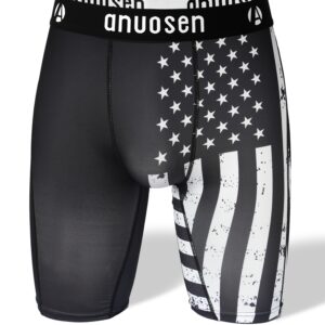 Men's Long Sports Briefs with Positioning Print, Anti-Chafing, Quick-Dry, Breathable, Elastic, Comfortable, Casual Running Boxer Shorts, Men's Athletic Underwear, Gym Shorts