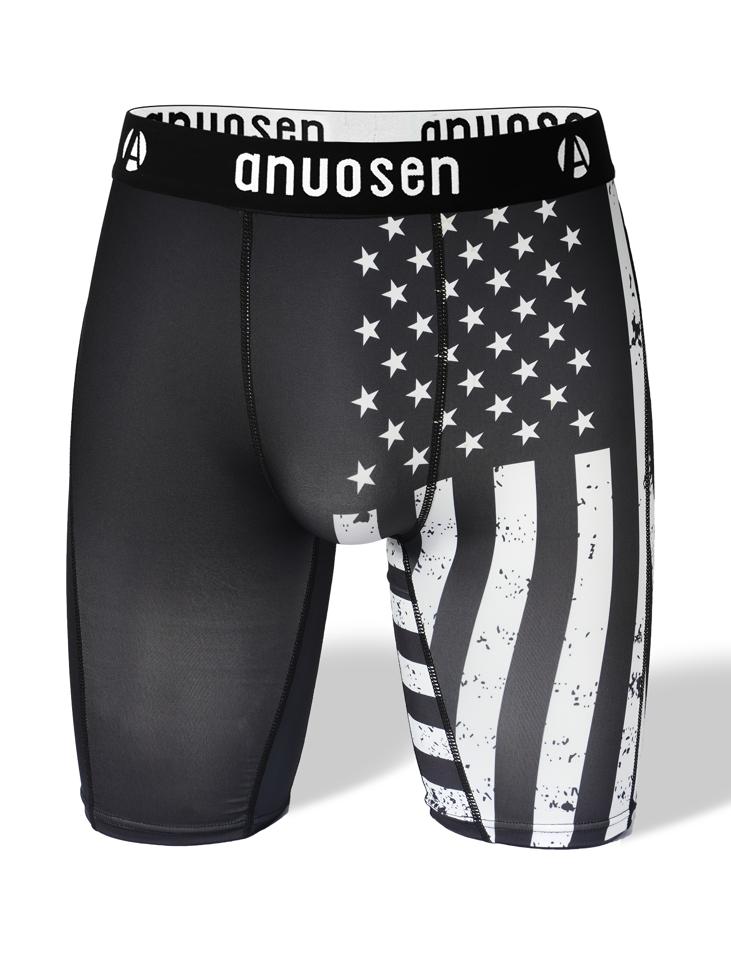 Men's Long Sports Briefs with Positioning Print, Anti-Chafing, Quick-Dry, Breat…