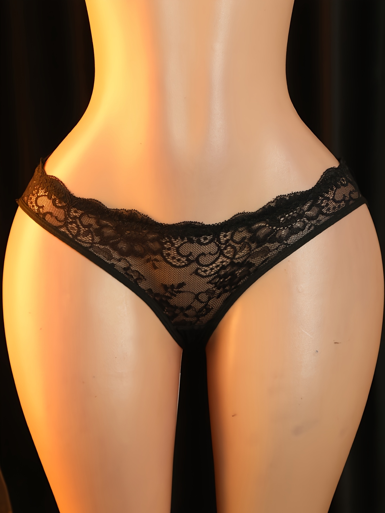 4pcs Sexy Lace Panties Set - Floral Pattern, Open Crotch, Hollow-Out Design, Black & Purple, Elegant Lingerie for Women, Erotic Triangle Briefs, Adult Novelty Underwear, Intimate Apparel | Floral Pattern Briefs | Lace Trim Briefs, Lingerie Sets - Image 5