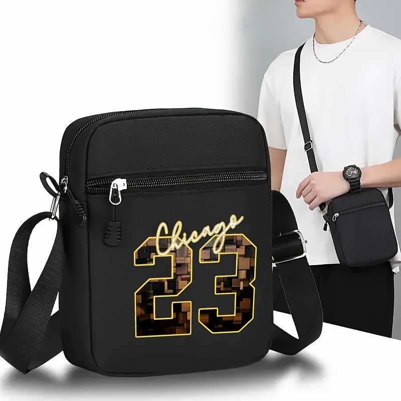 2pcs Chicago 23 Golden Print Baseball Cap & Crossbody Bag Set - Adjustable Snapback Hat with Black Mesh Back, Streetwear Style for Outdoor Sports, Casual Wear - Perfect Gift for Men, Chicago 23 Logo, Mesh Back Hat, Urban Fashion Accessory, Durable Zipper Bag - Image 4