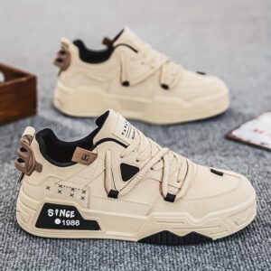 Men's Fashion Low-top Personality Thick-soled Height-increasing Soft-soled Comfortable Anti-slip Board Shoes Trendy Casual All-match Outdoor Hiking Fitness Sports Work Leisure