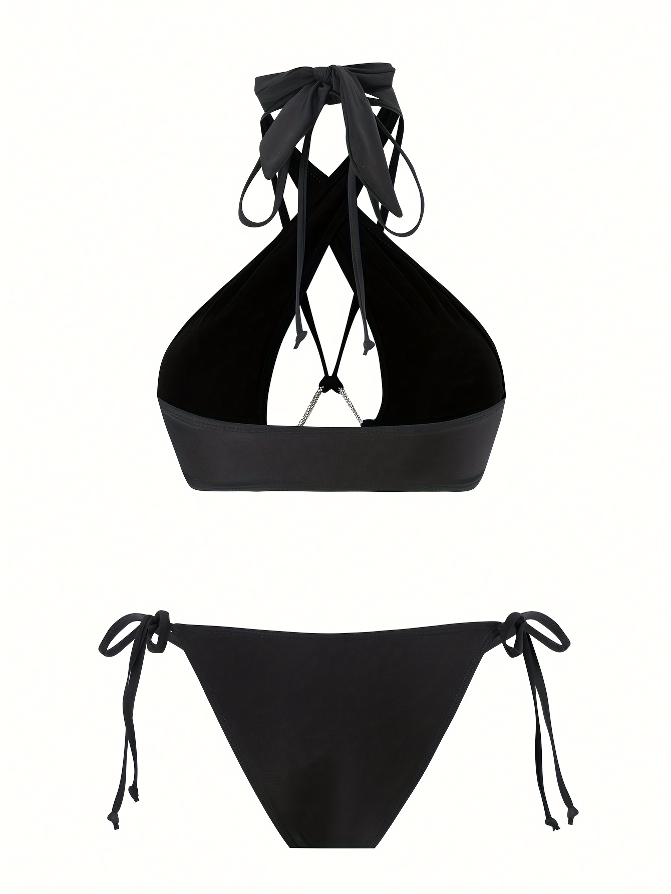 Women'S Sexy One-Shoulder Swimsuit with Cut-Out Detail & Cross Straps - High-Stretch Solid Color Swimwear for Beach, Pool, Summer Outings, High Waisted Swimsuit, Poolside Attire, Sexy Swimwear, Highelasticity Fabric, Beach Swimwear, Trendy Swimwear - Image 3