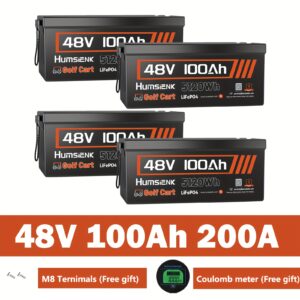 [Black Friday Battery Deals] Humsienk 4PK 48V 100Ah Lithium Golf Cart Battery, 200A BMS, Wireless & Low-Temp Protection, Support Up to 5kW Motor, Max 10.2kW Continuous Power Output, Perfect for Golf Carts.