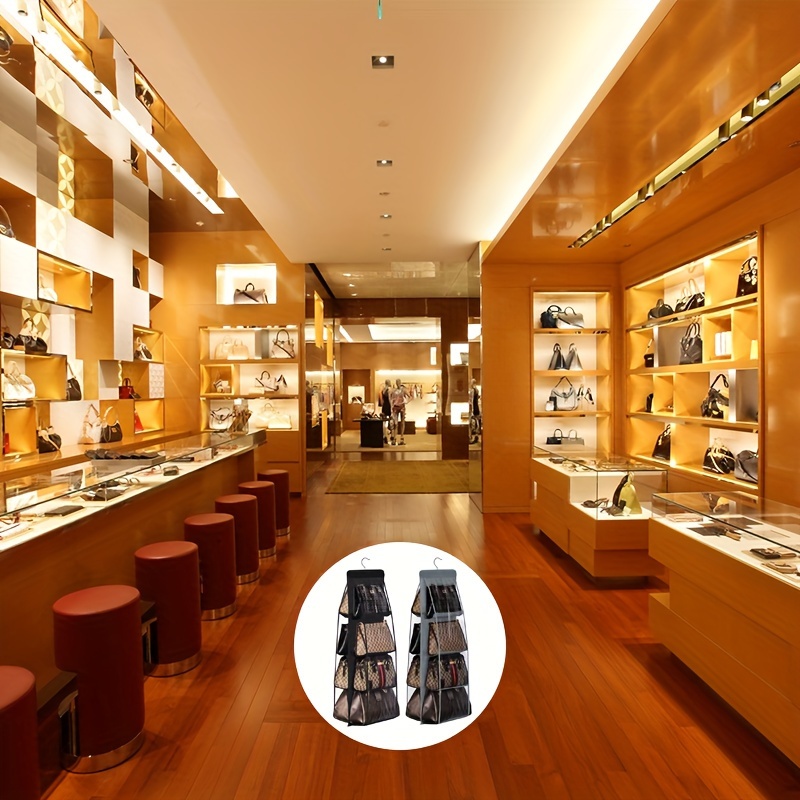 1pc LDQ Multi-Layer Handbag Organizer • 8 Pockets Foldable Oxford Cloth Hanging Storage Rack • Space-Saving Closet Organizer for Handbags, Purses & Accessories • Durable Black & Gray Design • Perfect for Christmas, Halloween, Thanksgiving • Purse Storage Organizer & Accessory Holder • Sleek Appearance & Sturdy Construction - Image 10